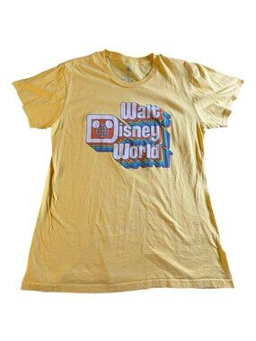 Disney Parks Walt Disney World Retro Rainbow Graphic T-Shirt Yellow XL